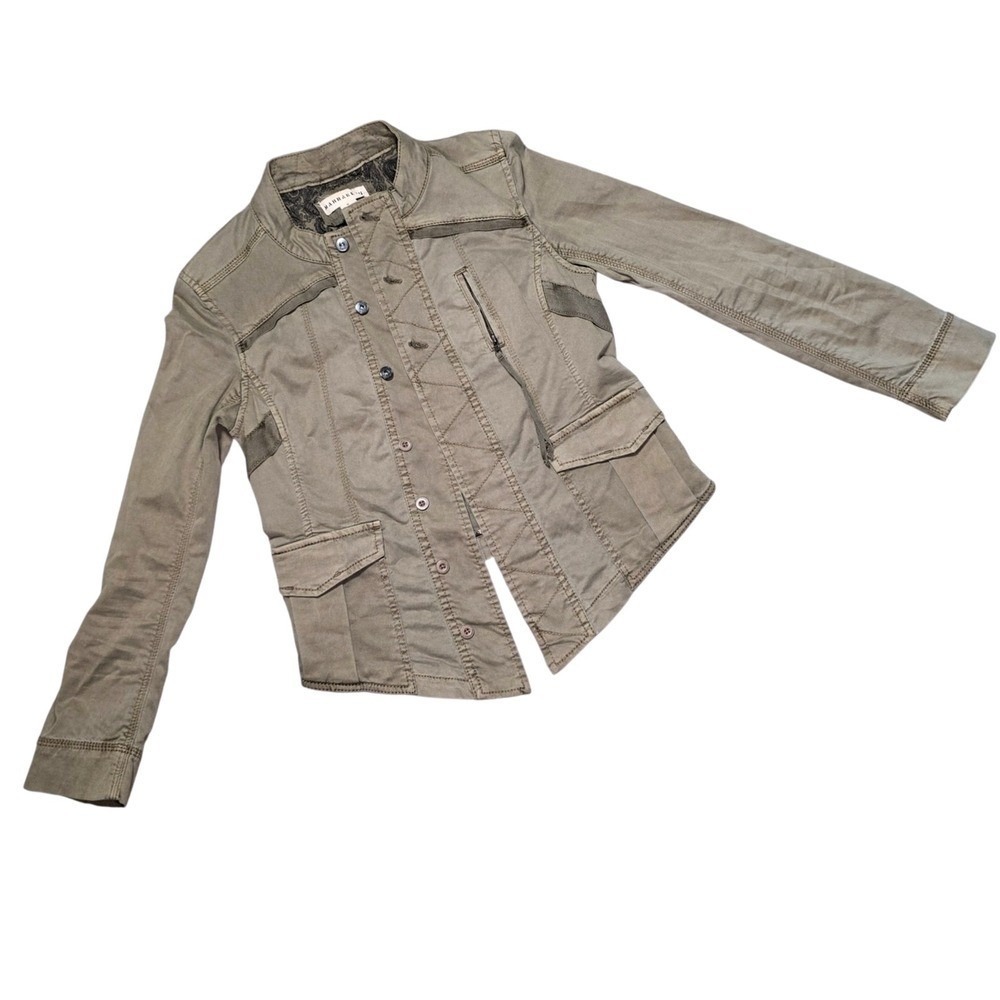 Marrakech Womens Medium Olive Green Military Utility Jacket Button Front